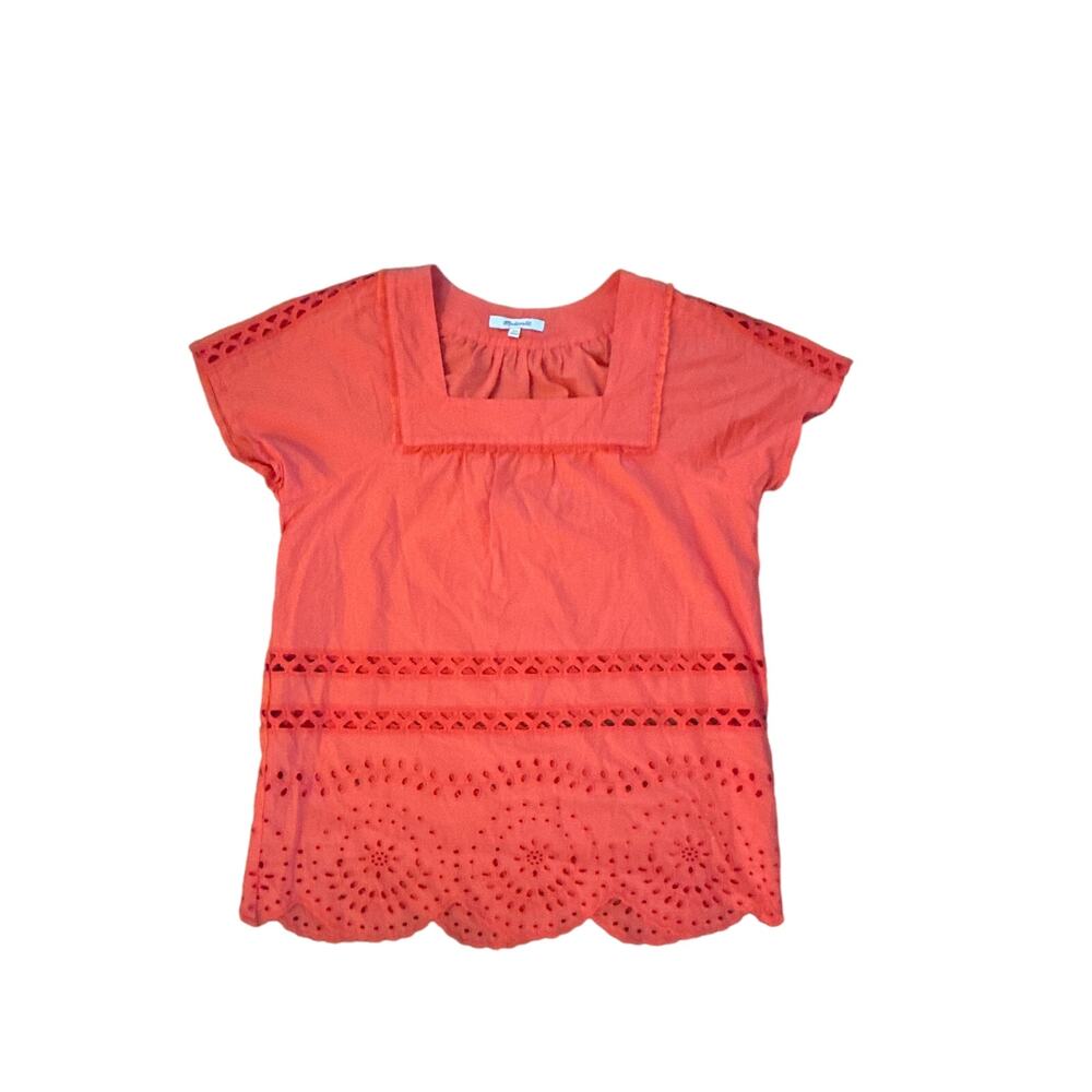 Madewell Coral Eyelet Blouse